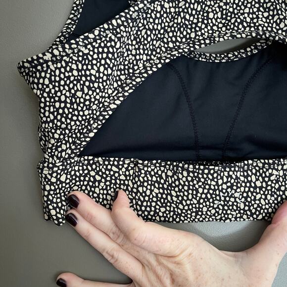 Varley Edris Sports Bra Mixed Pebble Size XS Black Cream Dot Print Cute Chic Gym - Picture 13 of 16